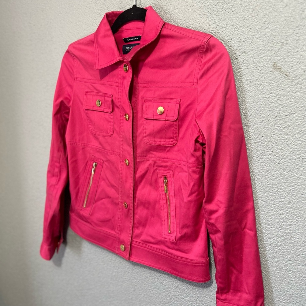 Nwot Jones New York stretch hot pink and gold tone jacket size small petite - Picture 2 of 6
